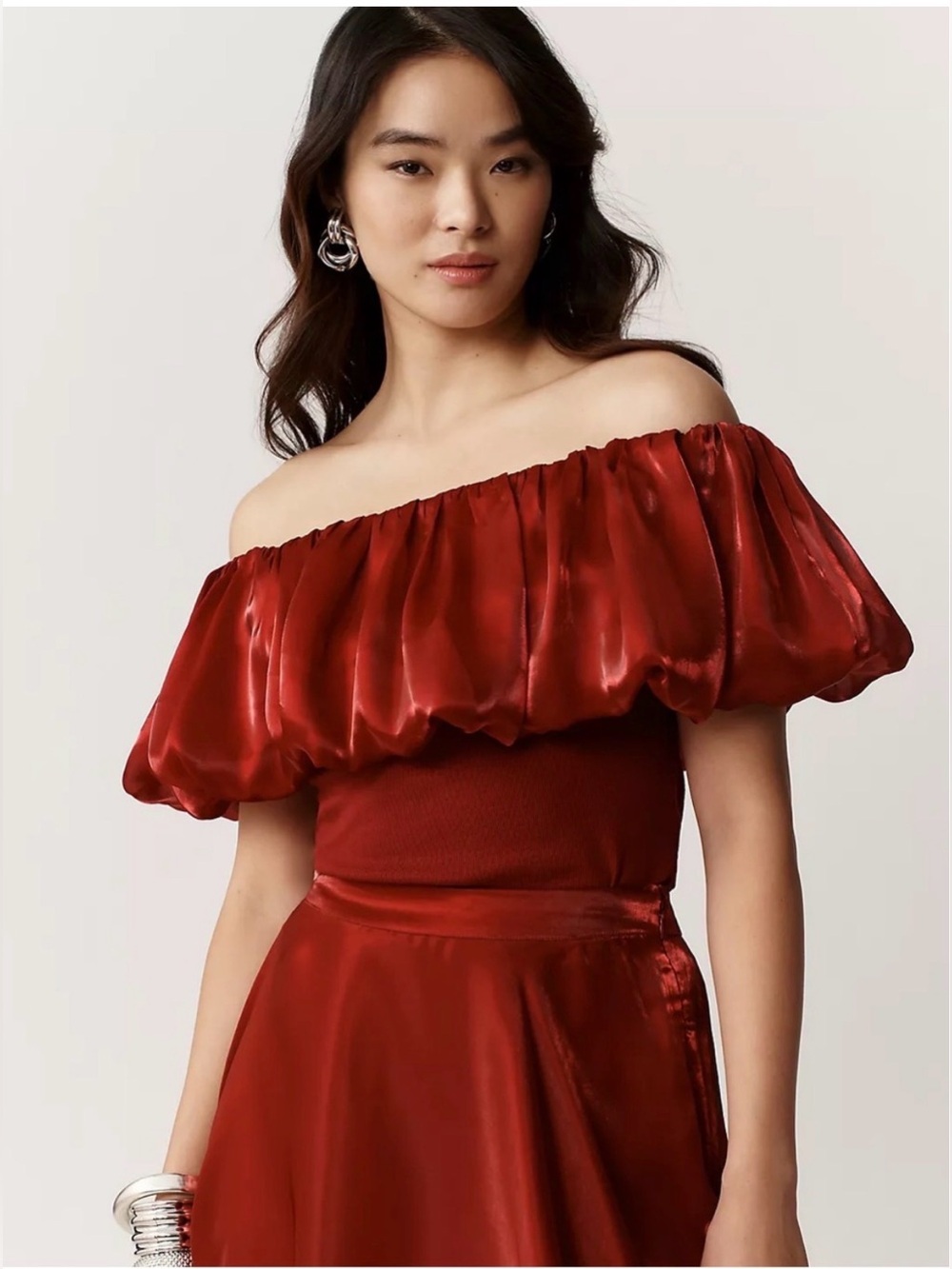 Anthropologie Blank London Off-Shoulder Bubble Blouse